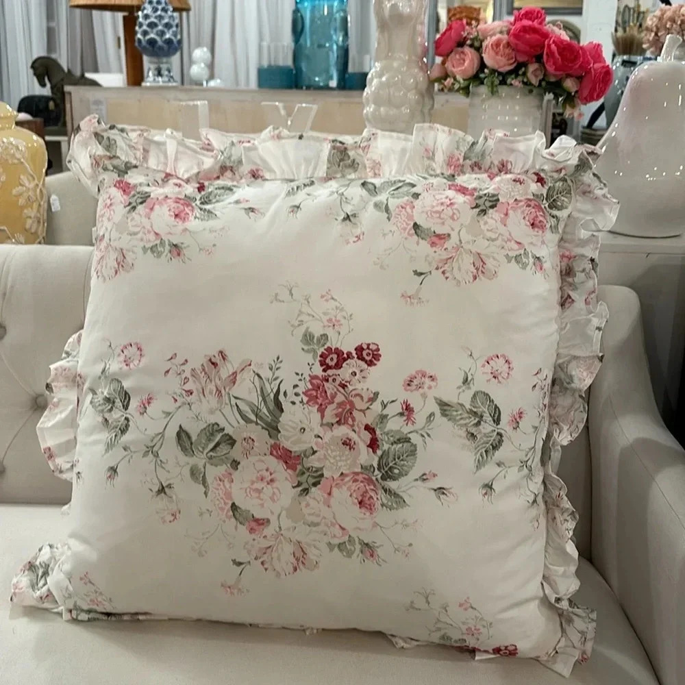 Pair Euro Shams Shabby Chic Floral NEW by Cabbages & Roses London